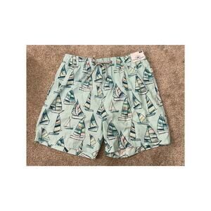 NWT Vintage Summer Men's Dry Fast Sailboats Mint Stretch Swimming Trunks, XXL